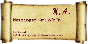 Metzinger Arikán névjegykártya
